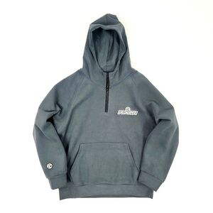 Pedigree Sueded Zipneck Hoodie with 3D PVC Patches 1/4 Zip | Gray